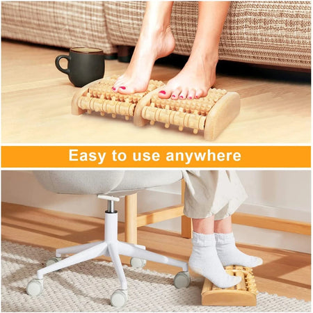 Professional title: "Wooden Foot Roller for Reflexology and Muscle Relaxation - Spa Gift for Foot Care and Anti-Cellulite Treatment"