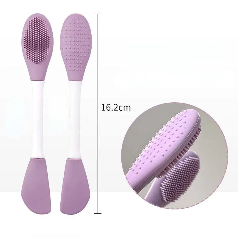 Professional title: "Dual-Ended Silicone Mask Brush for Facial Cleansing and Beauty Salon Treatments"