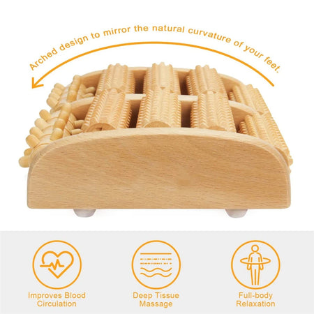 Professional title: "Wooden Foot Roller for Reflexology and Muscle Relaxation - Spa Gift for Foot Care and Anti-Cellulite Treatment"