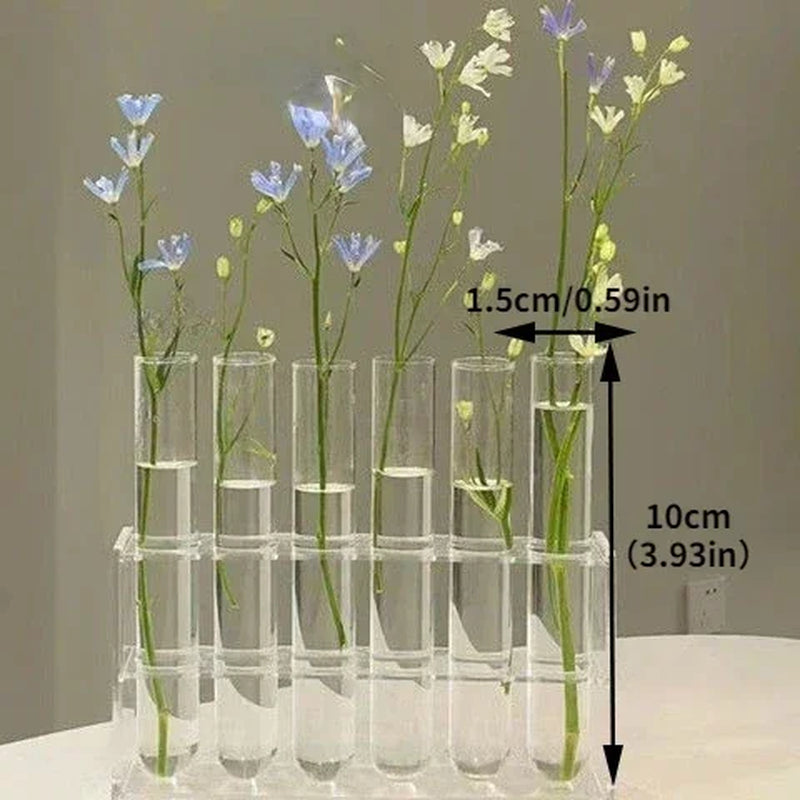 Professional title: ```Elegant Glass Test Tube Vases for Fresh Flowers and Hydroponic Planters```