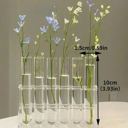 Professional title: ```Elegant Glass Test Tube Vases for Fresh Flowers and Hydroponic Planters```